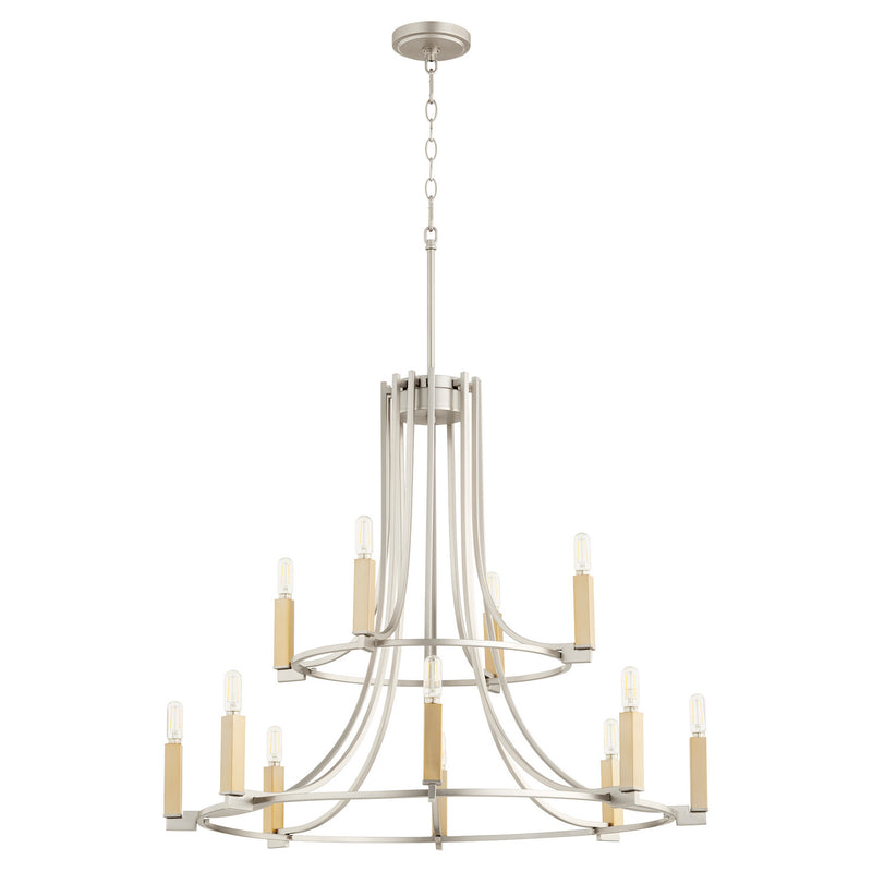 Quorum 696-12-65 12 Light Chandelier, Satin Nickel