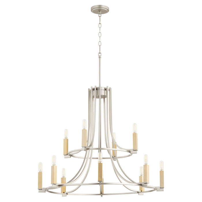 Quorum 696-12-65 12 Light Chandelier, Satin Nickel