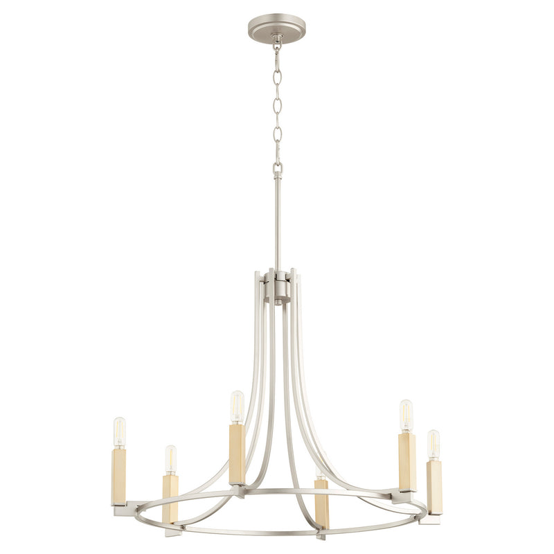 Quorum 696-6-65 Six Light Chandelier, Satin Nickel