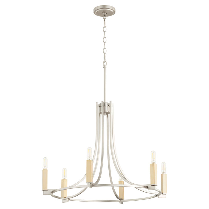 Quorum 696-6-65 Six Light Chandelier, Satin Nickel
