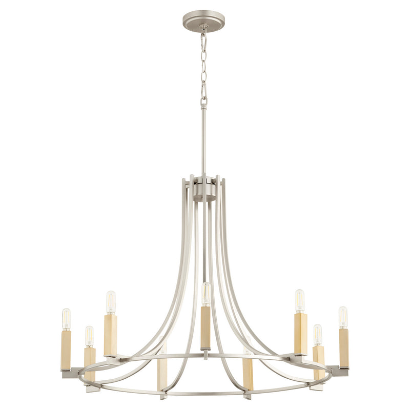 Quorum 696-9-65 Nine Light Chandelier, Satin Nickel