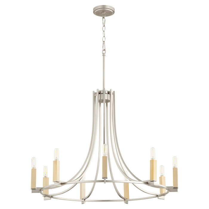 Quorum 696-9-65 Nine Light Chandelier, Satin Nickel