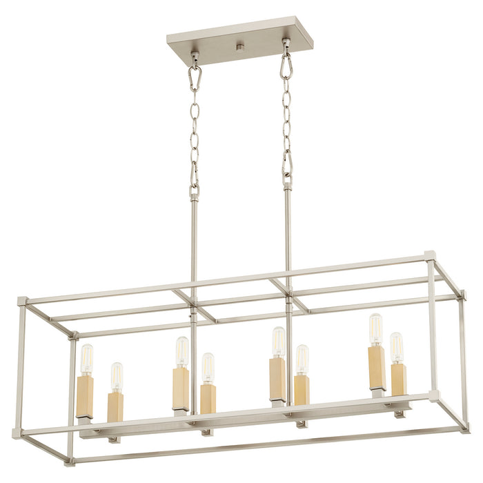 Quorum 656-8-65 Eight Light Pendant, Satin Nickel
