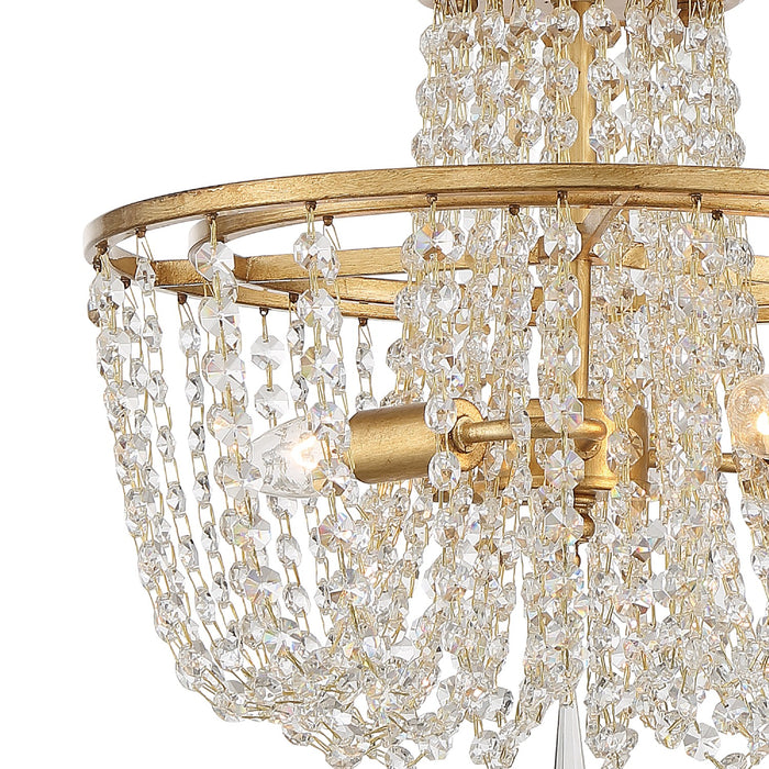 Crystorama ARC-1900-GA-CL-MWP Three Light Semi Flush Mount, Antique Gold