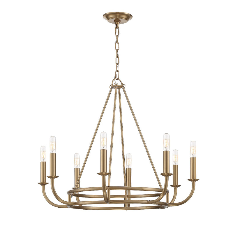Crystorama BAI-A2108-AG Eight Light Chandelier, Aged Brass
