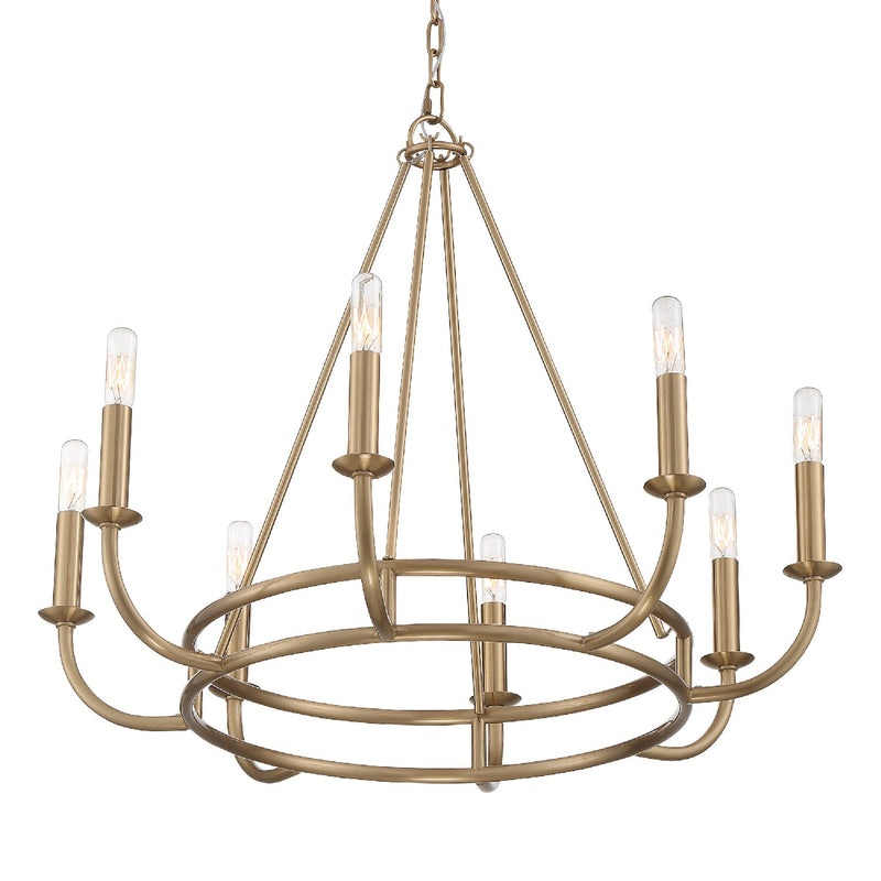 Crystorama BAI-A2108-AG Eight Light Chandelier, Aged Brass