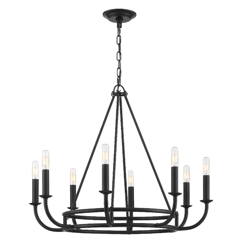 Crystorama BAI-A2108-MK Eight Light Chandelier, Matte Black