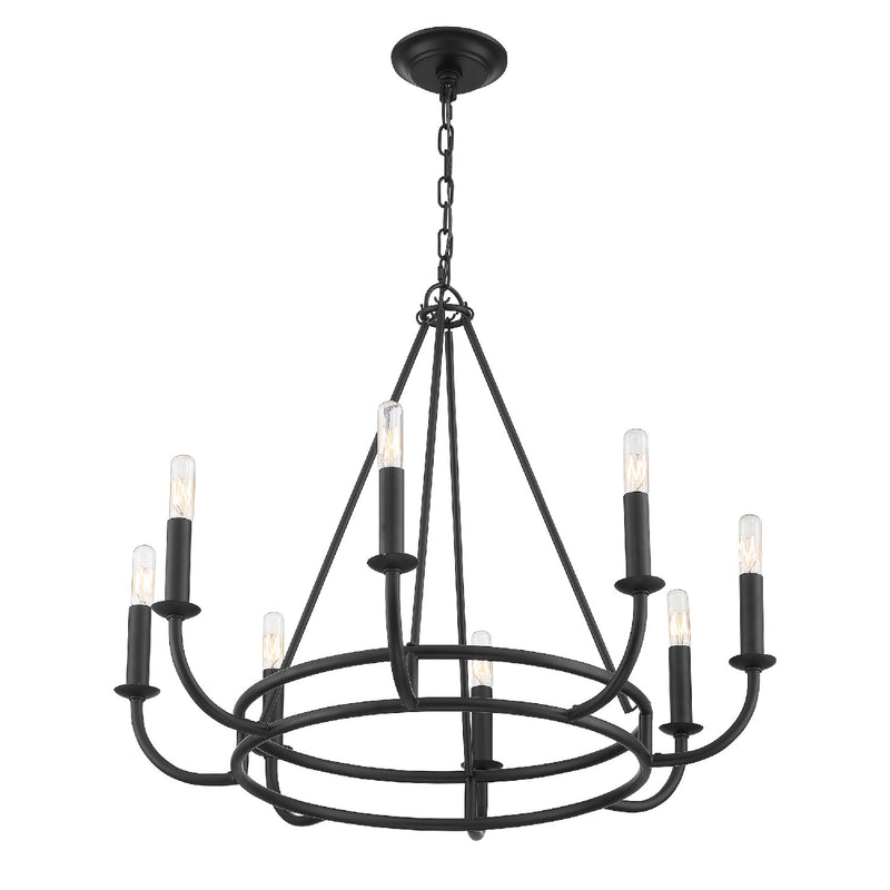 Crystorama BAI-A2108-MK Eight Light Chandelier, Matte Black