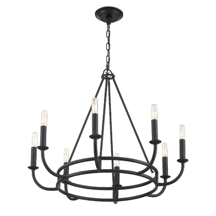 Crystorama BAI-A2108-MK Eight Light Chandelier, Matte Black