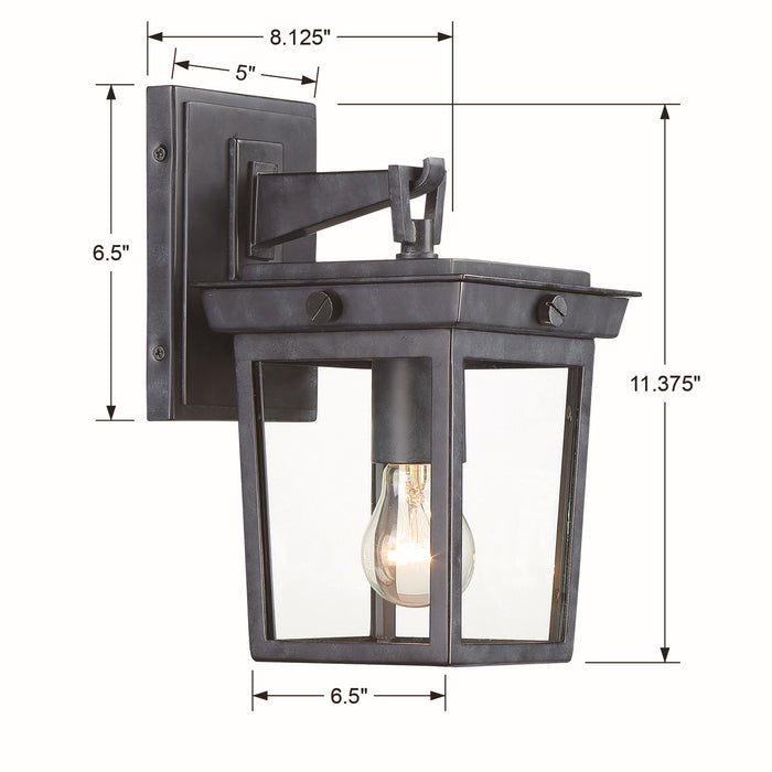 Crystorama BEL-A8061-GE One Light Outdoor Wall Sconce, Graphite