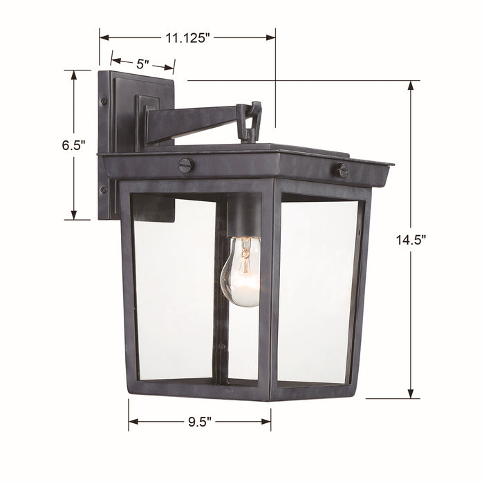 Crystorama BEL-A8062-GE One Light Outdoor Wall Sconce, Graphite