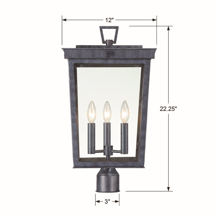 Crystorama BEL-A8069-GE Three Light Outdoor Post Mount, Graphite