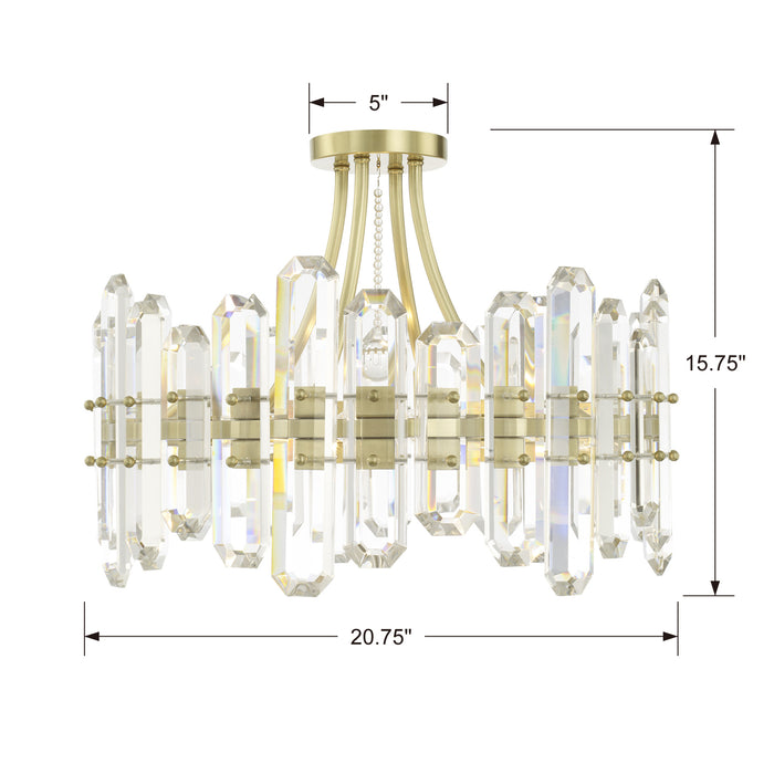 Crystorama BOL-8884-AG Four Light Semi Flush Mount, Aged Brass