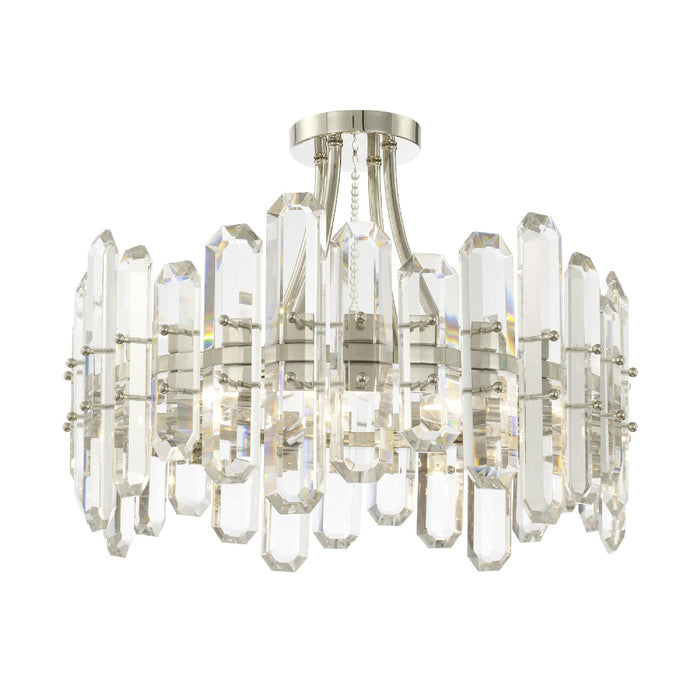 Crystorama BOL-8884-PN Four Light Semi Flush Mount, Polished Nickel