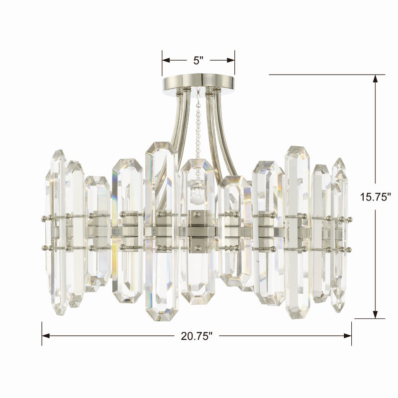 Crystorama BOL-8884-PN Four Light Semi Flush Mount, Polished Nickel