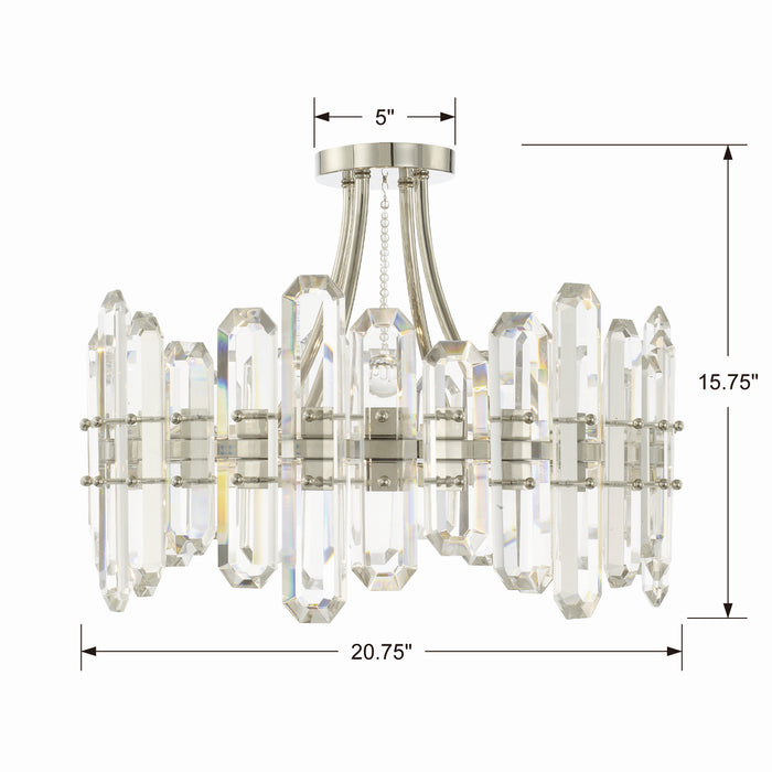 Crystorama BOL-8884-PN Four Light Semi Flush Mount, Polished Nickel