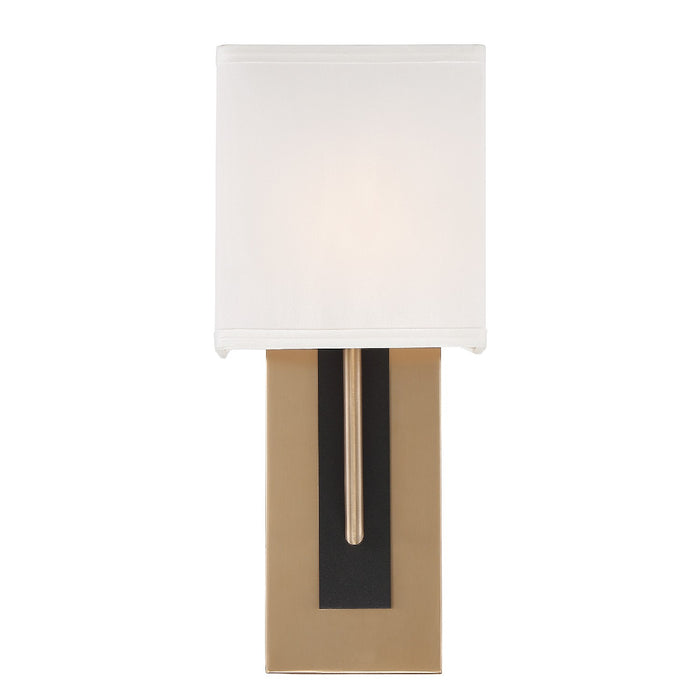 Crystorama BRE-A3631-VG-BF One Light Wall Sconce, Vibrant Gold + Black Forged