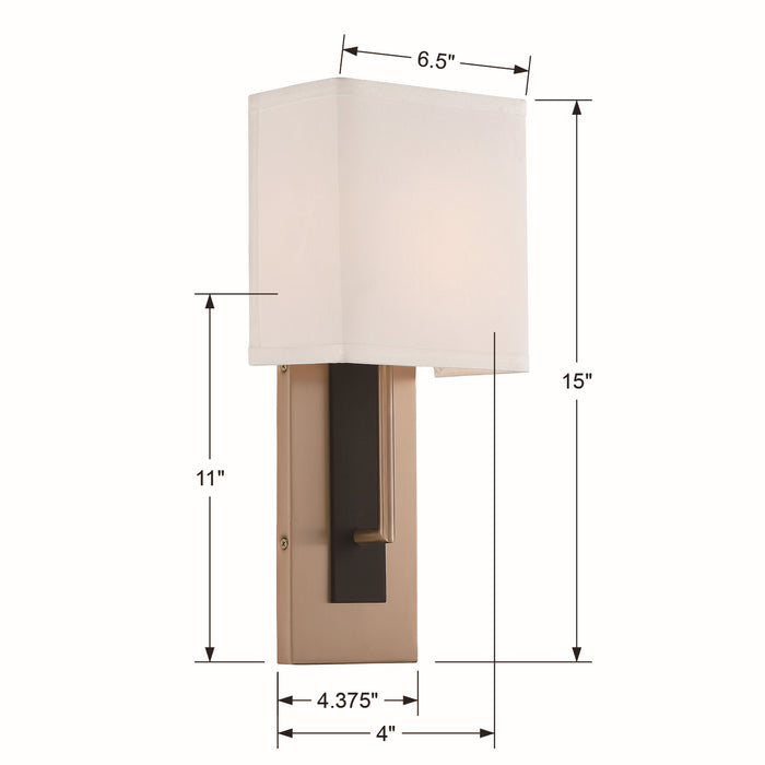 Crystorama BRE-A3631-VG-BF One Light Wall Sconce, Vibrant Gold + Black Forged