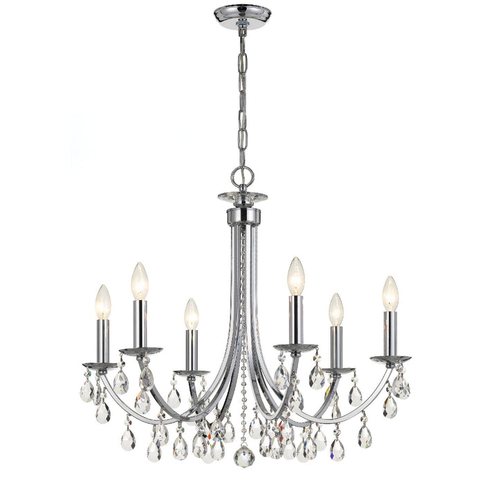Crystorama 8826-CH-CL-S Six Light Chandelier, Polished Chrome
