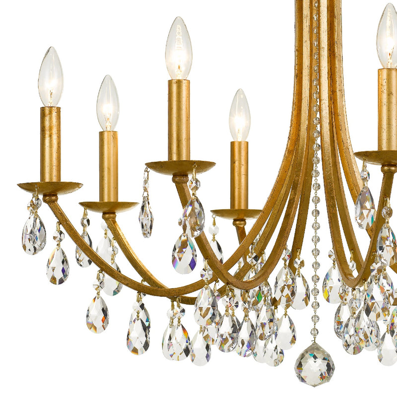Crystorama 8828-GA-CL-SAQ Eight Light Chandelier, Antique Gold