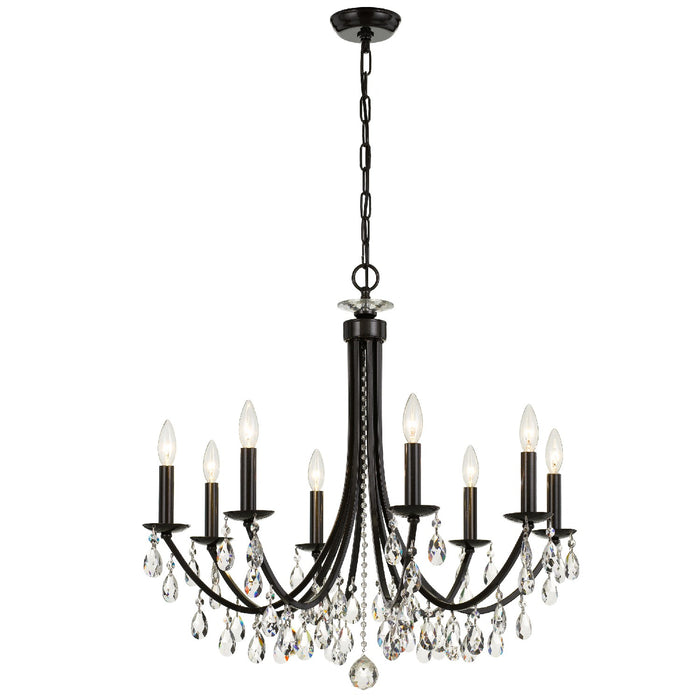 Crystorama 8828-VZ-CL-S Eight Light Chandelier, Vibrant Bronze