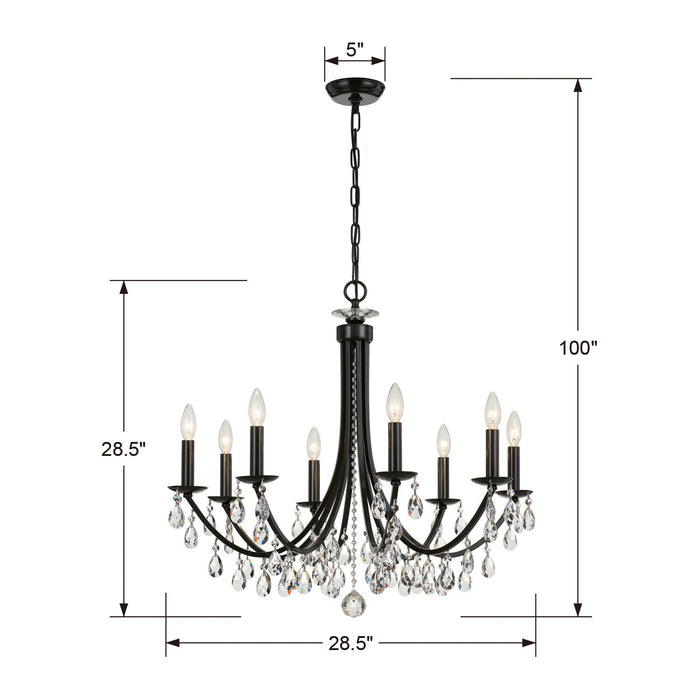 Crystorama 8828-VZ-CL-SAQ Eight Light Chandelier, Vibrant Bronze