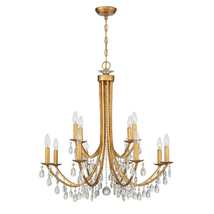 Crystorama 8829-GA-CL-S 12 Light Chandelier, Antique Gold