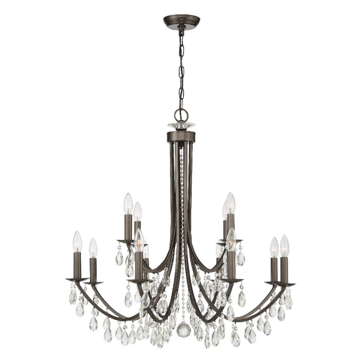 Crystorama 8829-VZ-CL-S 12 Light Chandelier, Vibrant Bronze