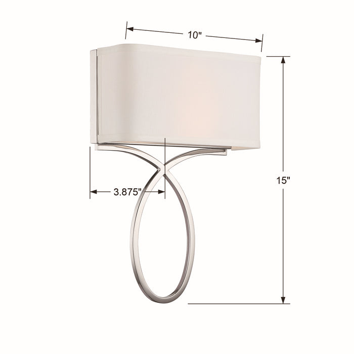 Crystorama BRK-A3702-PN Two Light Wall Sconce, Polished Nickel