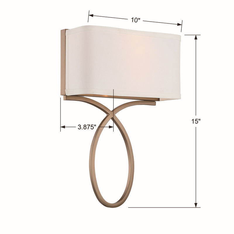 Crystorama BRK-A3702-VG Two Light Wall Sconce, Vibrant Gold