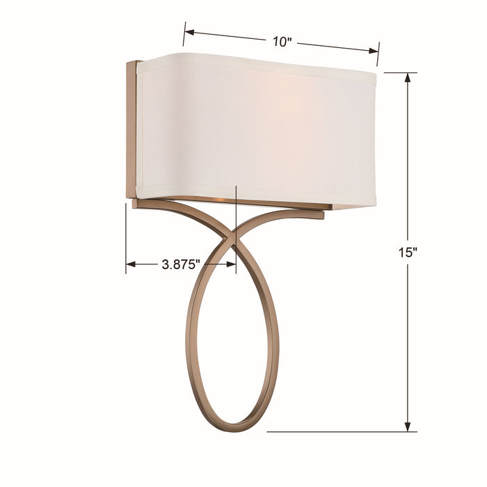 Crystorama BRK-A3702-VG Two Light Wall Sconce, Vibrant Gold