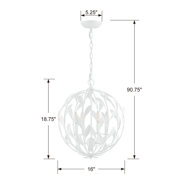 Crystorama 504-MT Four Light Chandelier, Matte White