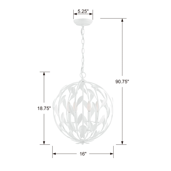 Crystorama 504-MT Four Light Chandelier, Matte White