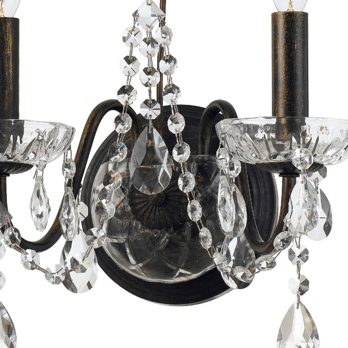 Crystorama 3022-EB-CL-SAQ Two Light Wall Sconce, English Bronze