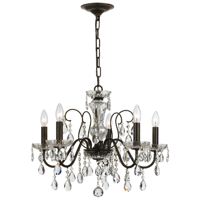 Crystorama 3025-EB-CL-S Five Light Chandelier, English Bronze