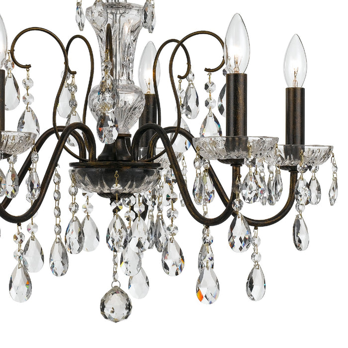 Crystorama 3025-EB-CL-SAQ Five Light Chandelier, English Bronze