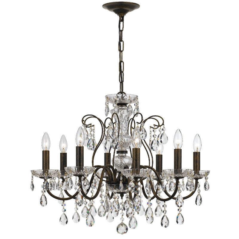 Crystorama 3028-EB-CL-S Eight Light Chandelier, English Bronze