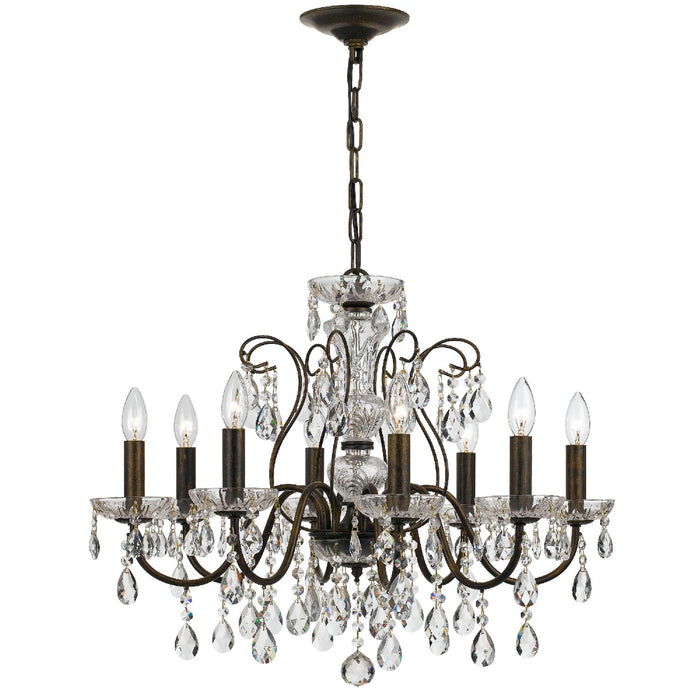 Crystorama 3028-EB-CL-S Eight Light Chandelier, English Bronze