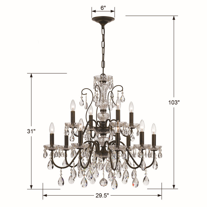 Crystorama 3029-EB-CL-S 12 Light Chandelier, English Bronze