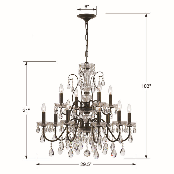 Crystorama 3029-EB-CL-S 12 Light Chandelier, English Bronze