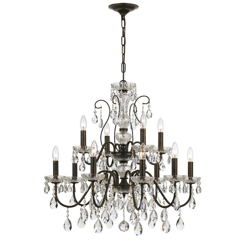 Crystorama 3029-EB-CL-SAQ 12 Light Chandelier, English Bronze