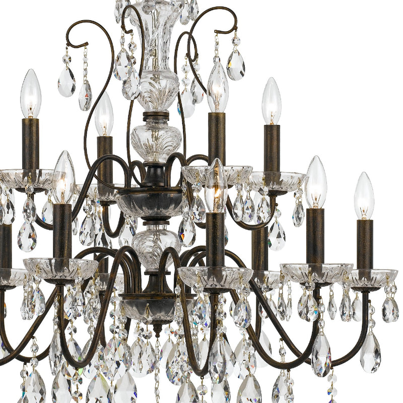 Crystorama 3029-EB-CL-SAQ 12 Light Chandelier, English Bronze
