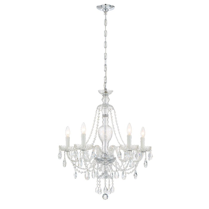 Crystorama CAN-A1305-CH-CL-SAQ Five Light Chandelier, Polished Chrome