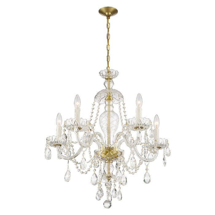 Crystorama CAN-A1305-PB-CL-S Five Light Chandelier, Polished Brass