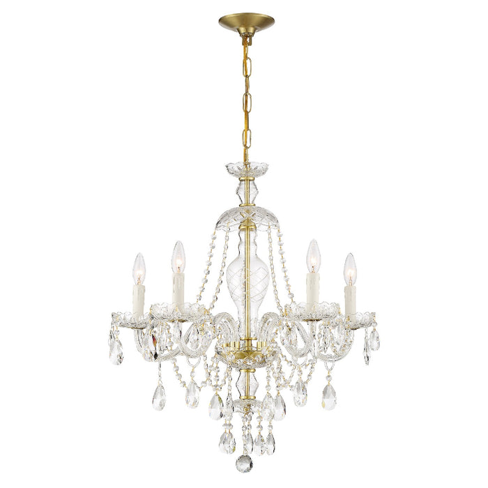 Crystorama CAN-A1305-PB-CL-SAQ Five Light Chandelier, Polished Brass