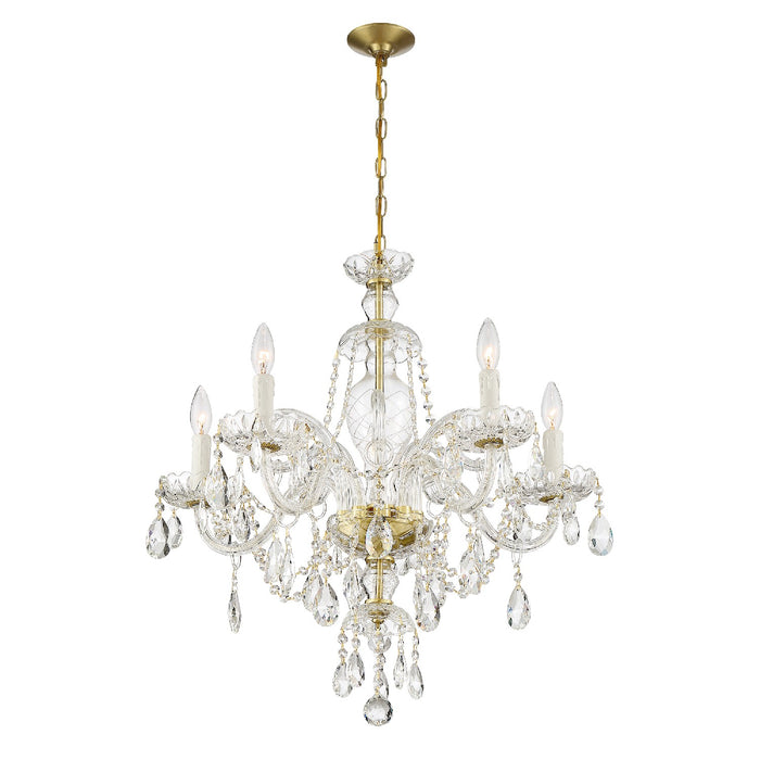 Crystorama CAN-A1306-PB-CL-MWP Five Light Chandelier, Polished Brass