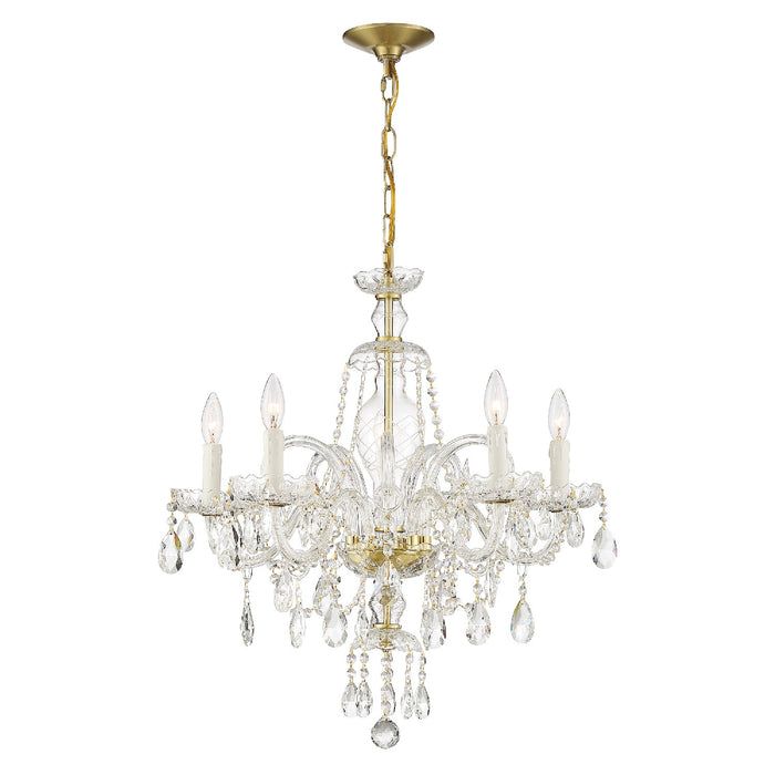 Crystorama CAN-A1306-PB-CL-S Five Light Chandelier, Polished Brass