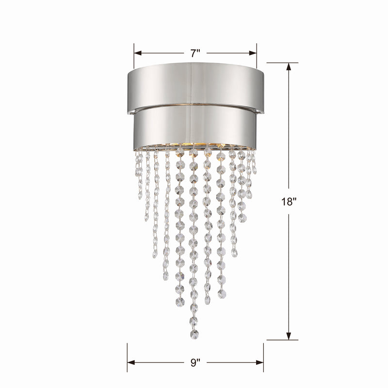 Crystorama CLA-A3202-PN-CL-MWP Two Light Wall Sconce, Polished Nickel