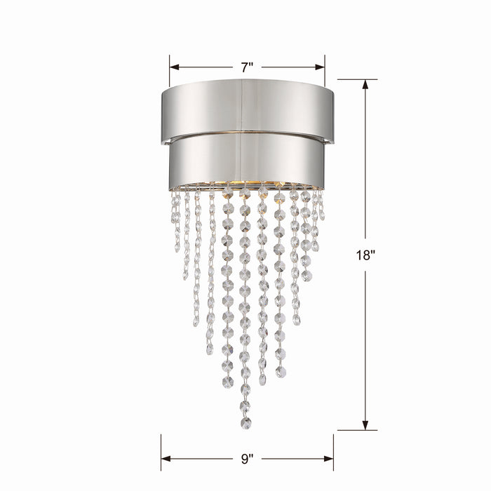 Crystorama CLA-A3202-PN-CL-MWP Two Light Wall Sconce, Polished Nickel