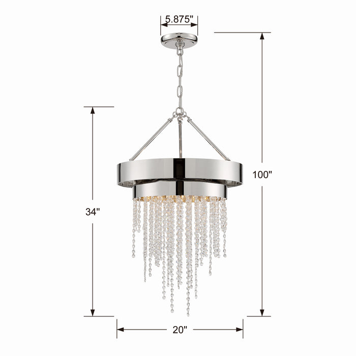 Crystorama CLA-A3205-PN-CL-MWP Five Light Chandelier, Polished Nickel